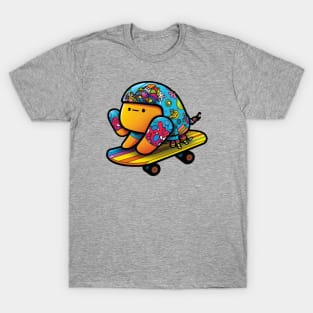 Kawaii Hermit Crab Skateboard Cartoon Art Print T-Shirt